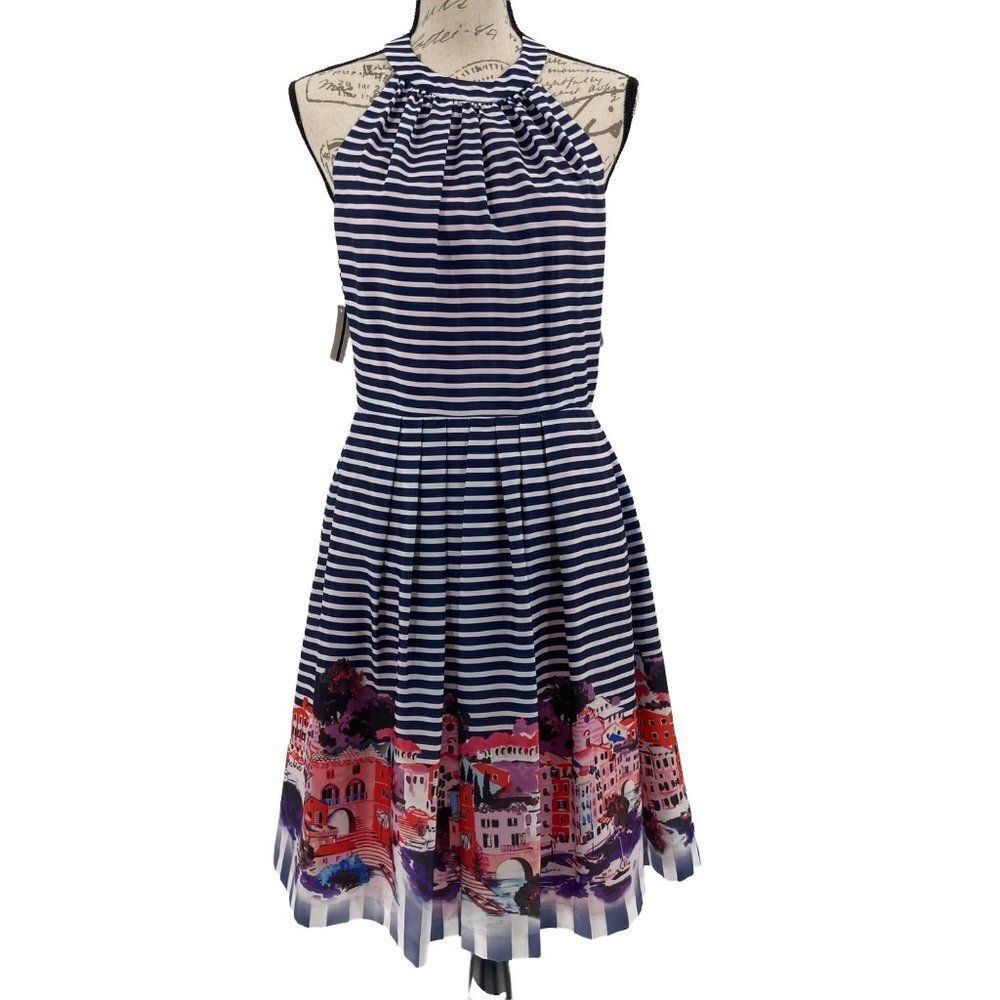 Muse Blue and Pink Halter Sundress